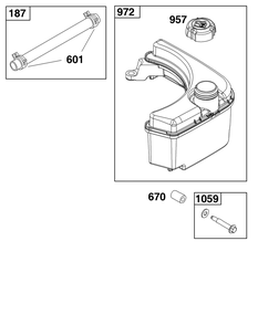 Fuel Supply Group Diagram and Parts List for 14B932-1653-H5 100000 - 19Z999 Briggs and Stratton Engine